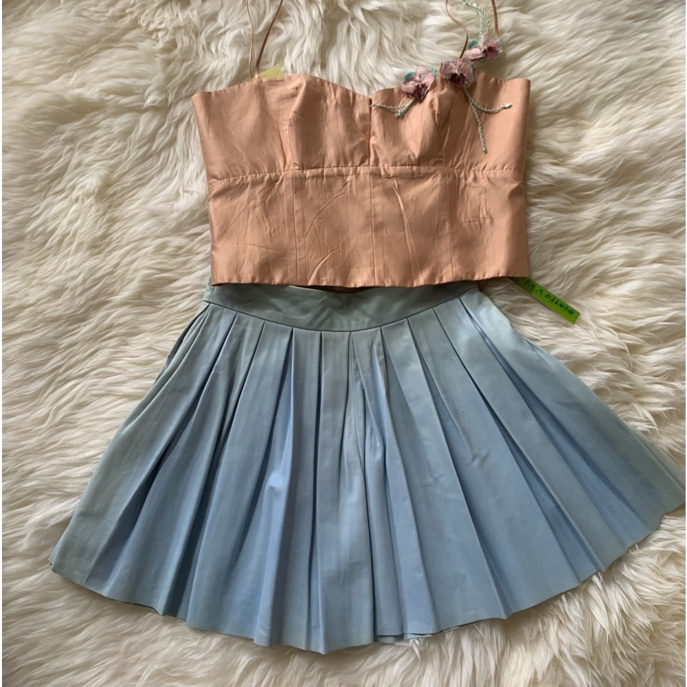 Alice and Olivia Leather pleated skirt